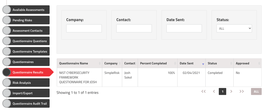 Questionnaire Results
