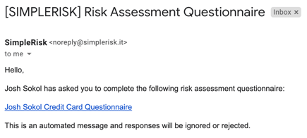 Email to Complete Questionnaire